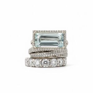 3 PC STACKABLE SILVER BLUE CZ RINGS